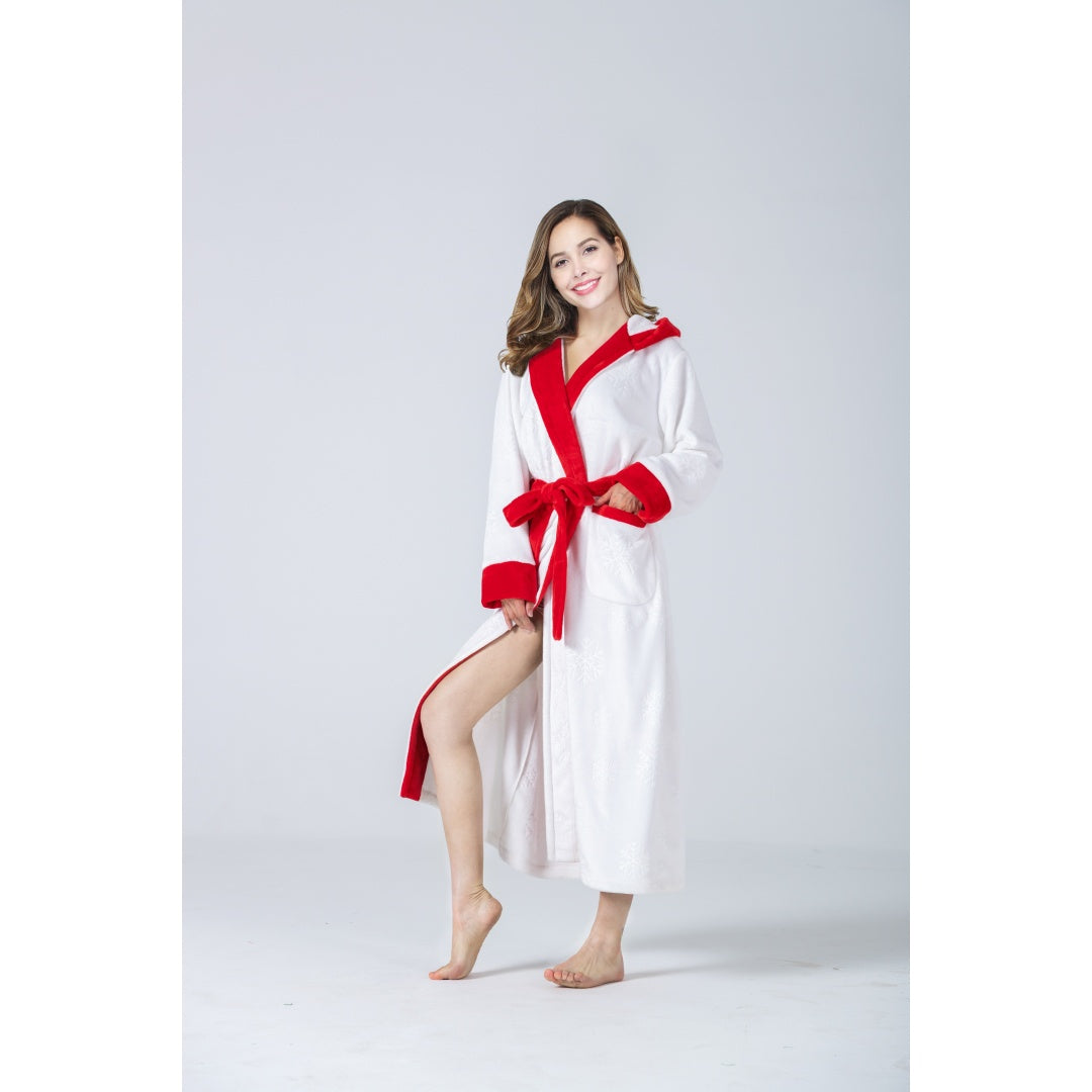 Thick Nightgown Long Robe Sleepwear With Two Side Pockets And Belt
