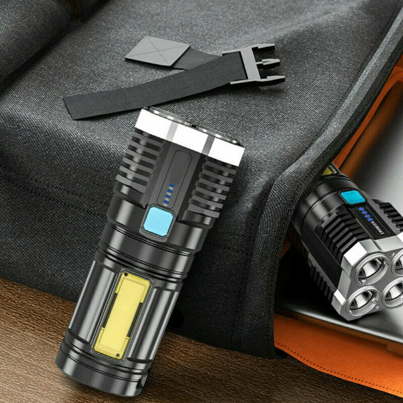 POWERFUL Tactical Quad-Core Super Bright Torch LED Flashlight, USB Rechargeable