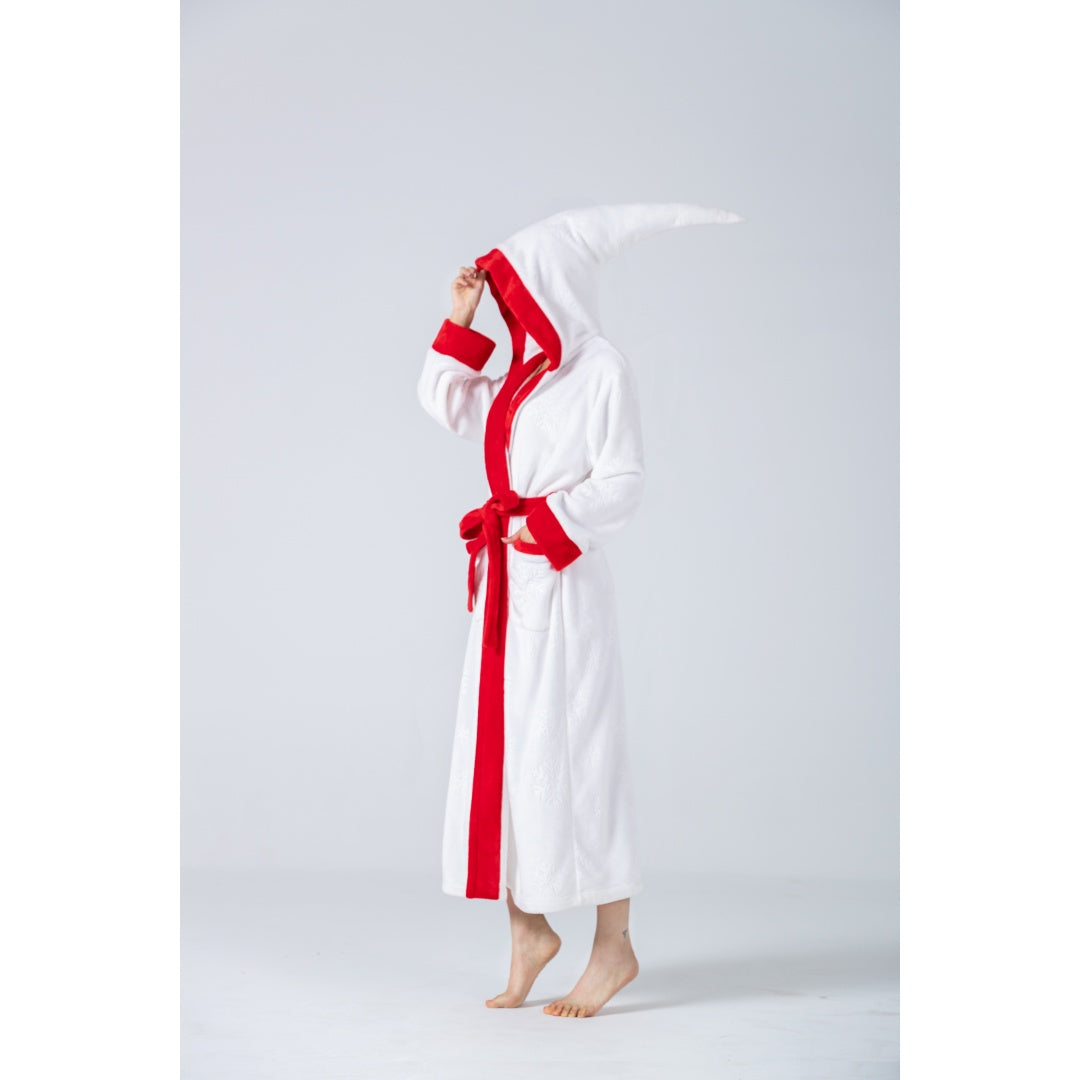 Thick Nightgown Long Robe Sleepwear With Two Side Pockets And Belt