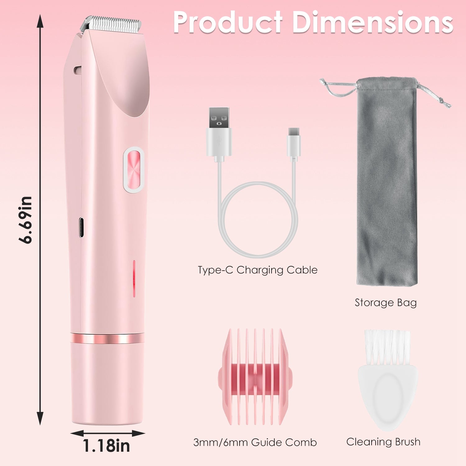 2 In 1 Bikini Trimmer For Women Dual Head Cordless Body Shaver | Waterproof Rechargeable Pubic Hair Razor
