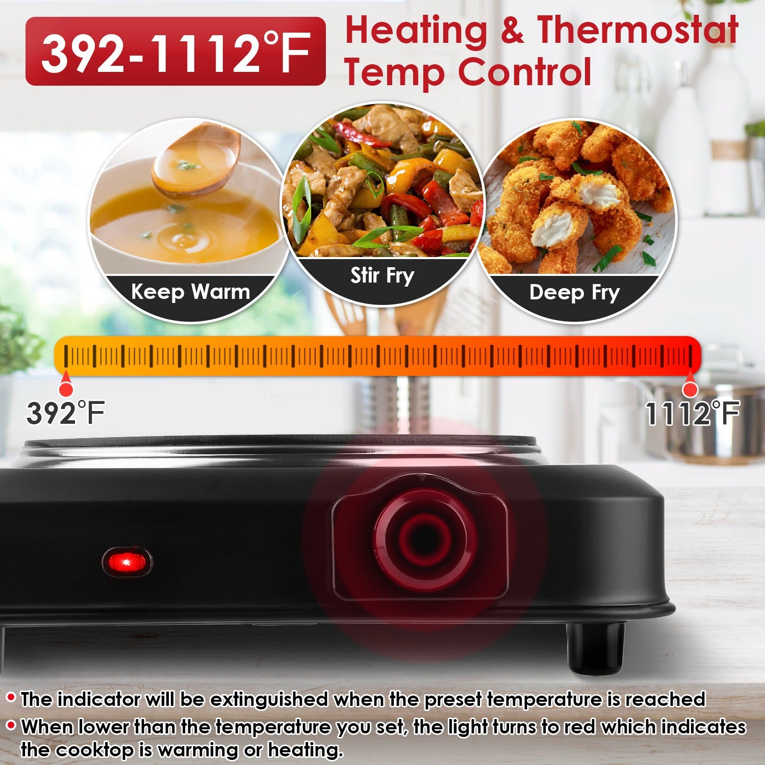 1200W Electric Infrared Single Burner Portable Heating, Hot Plate Stove Countertop RV Hotplate With 7.5in Glass Cooktop