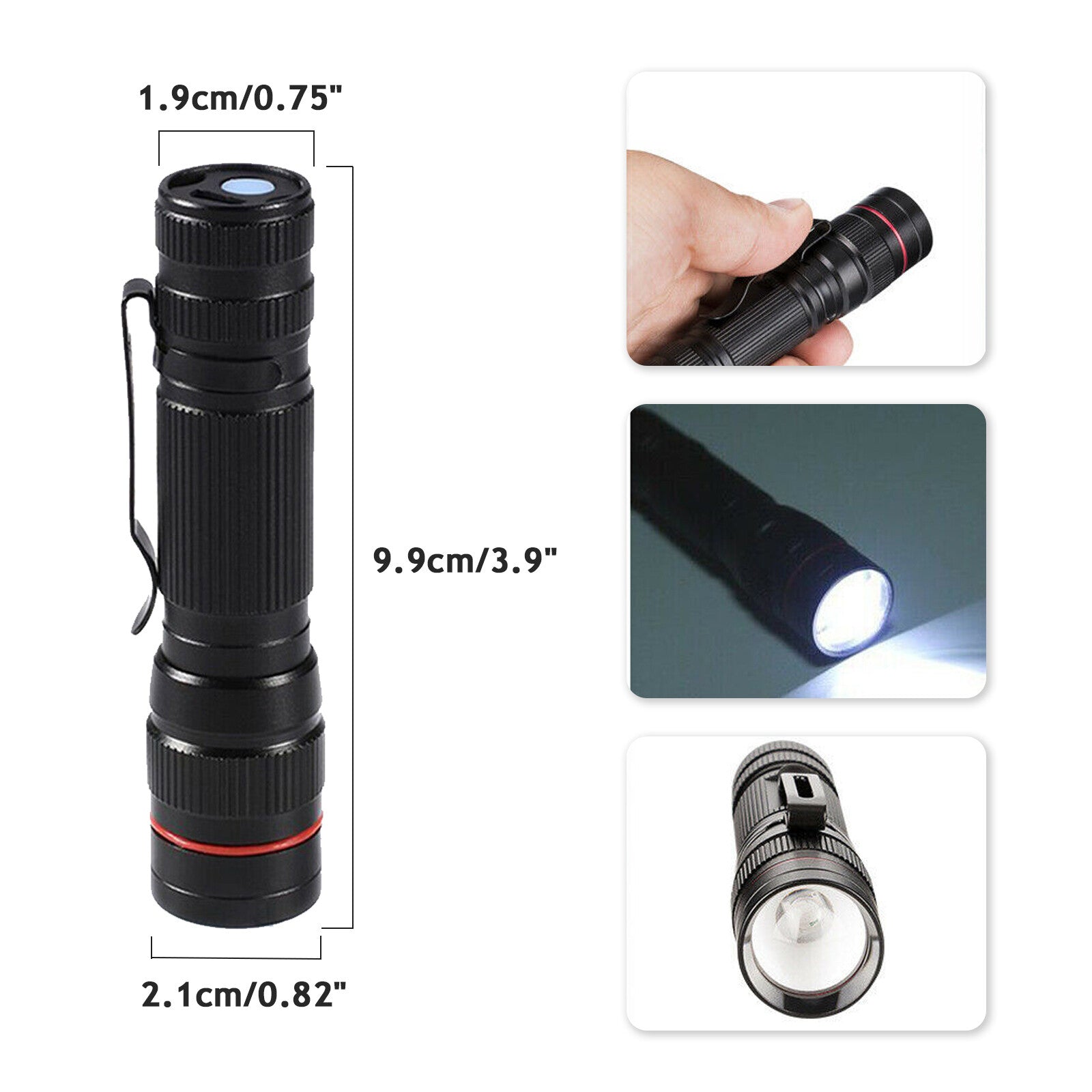 LED Military Flashlight USB Rechargeable Tactical Zoom Torch Most Powerful Mini Pen Light