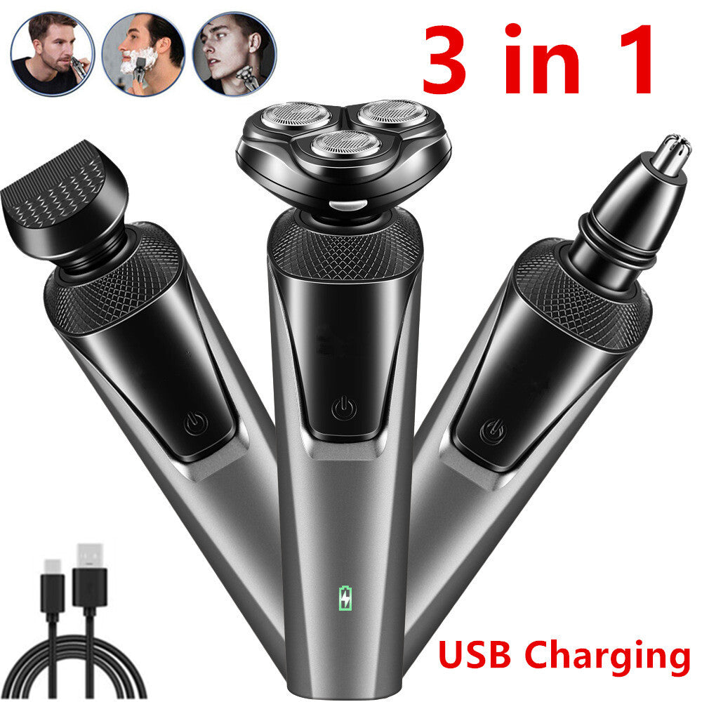 Men’s Electric Rotary Shaver – Waterproof Wet & Dry Razor with Pop-Up Beard Trimmer & Nose Hair