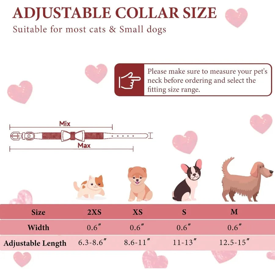 Pink Rhinestone Dog Collar Soft Suede Glitter Diamond Jewelry Crystal Girl Puppy