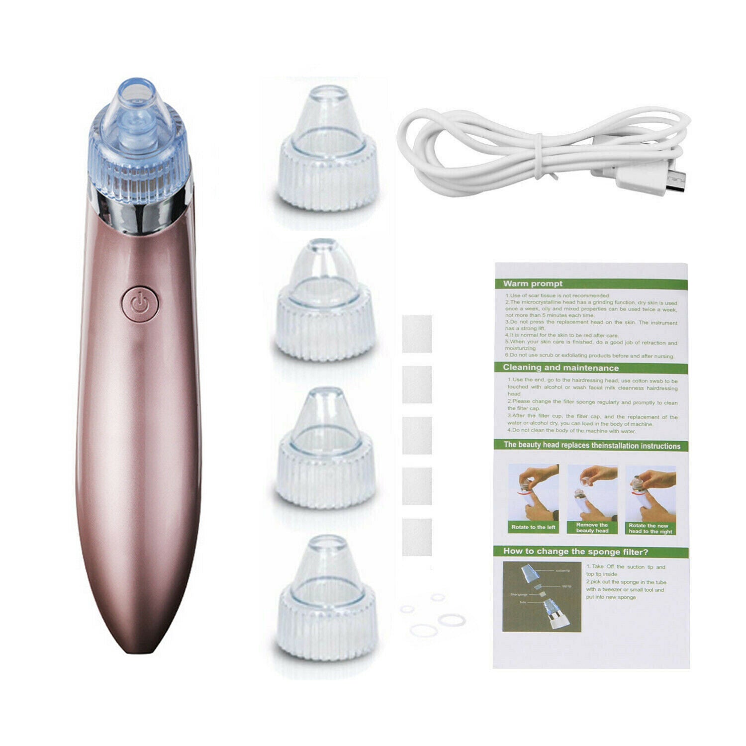 Electric Blackhead Vacuum Pore Cleaner, Acne Pimple Remover Strong Suction Tool