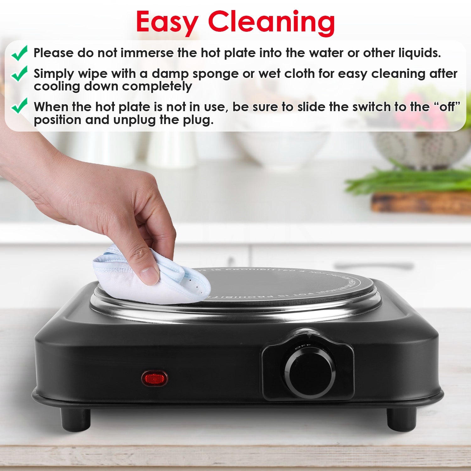 1200W Electric Infrared Single Burner Portable Heating, Hot Plate Stove Countertop RV Hotplate With 7.5in Glass Cooktop