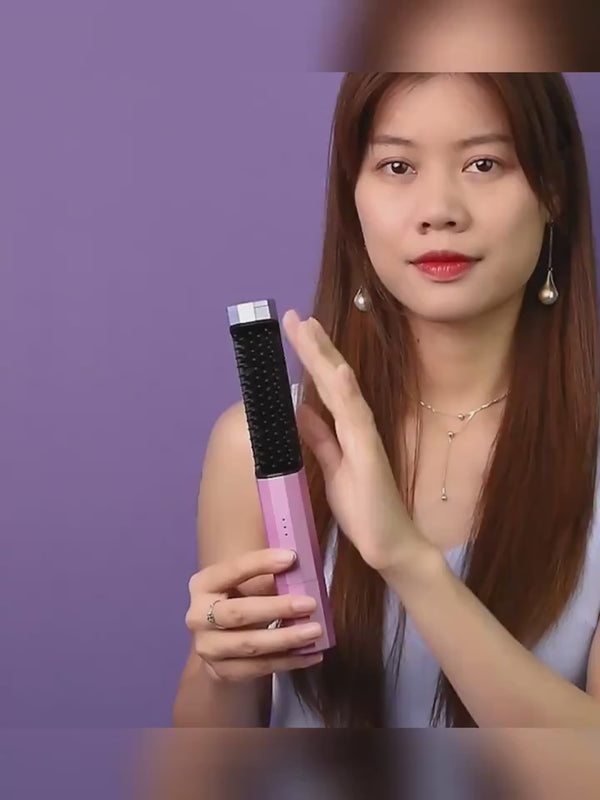 Straightening Comb Rechargeable Hair Wireless Straightener Curler | Dual-purpose Portable USB Charging Port